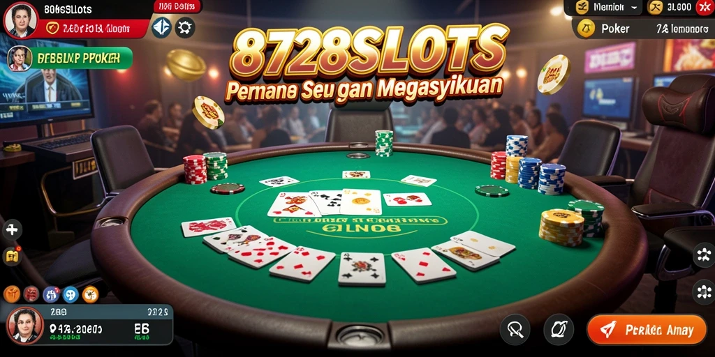 Tampilan gameplay seru dalam 8728SLOTS yang menampilkan aksi poker.