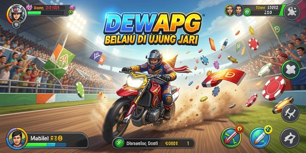 Tampilan gameplay seru DEWAPG dengan balapan yang mendebarkan.