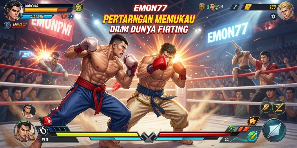 Tampilan gameplay EMON77 yang intens dan seru dalam pertarungan.