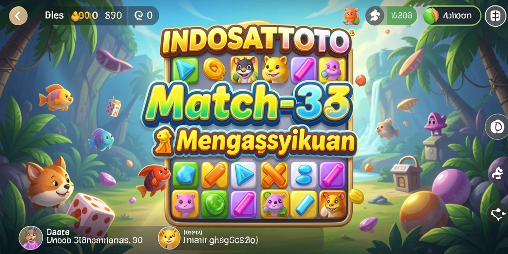 Tampilan gameplay seru dari INDOSATTOTO dengan tantangan Match-3.