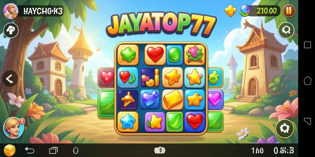 Tampilan gameplay seru dalam JAYATOP77 match-3.