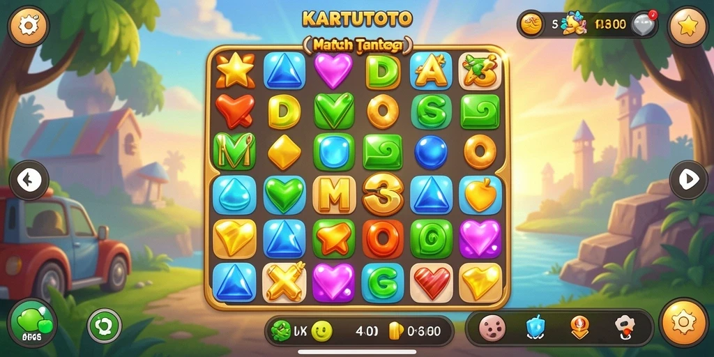 Tangkapan layar KARTUTOTO menampilkan aksi seru dalam permainan Match-3.
