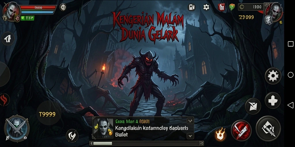 Screenshot gameplay T9999 dengan suasana horor yang mencekam.