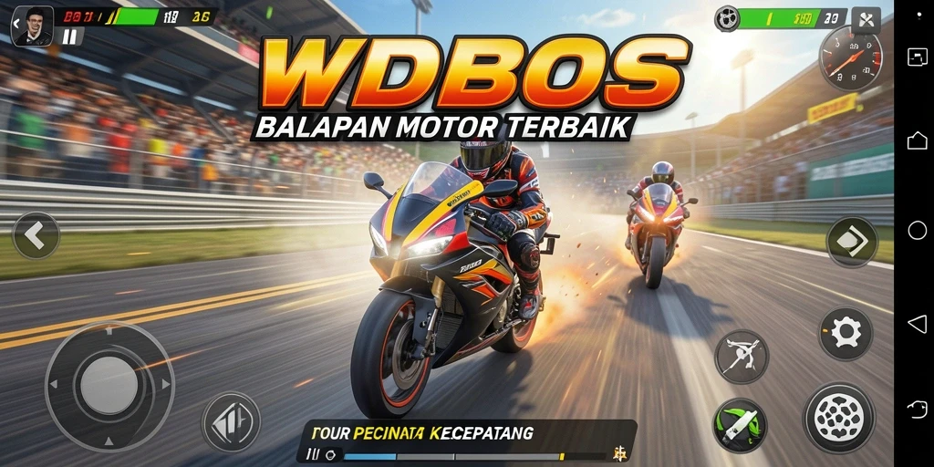 Tampilan menarik dari gameplay balapan motor WDBOS.