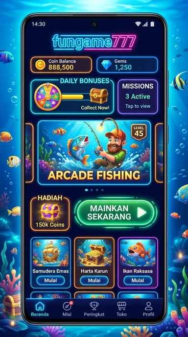 Tampilan antarmuka aplikasi fungame777 yang menarik.